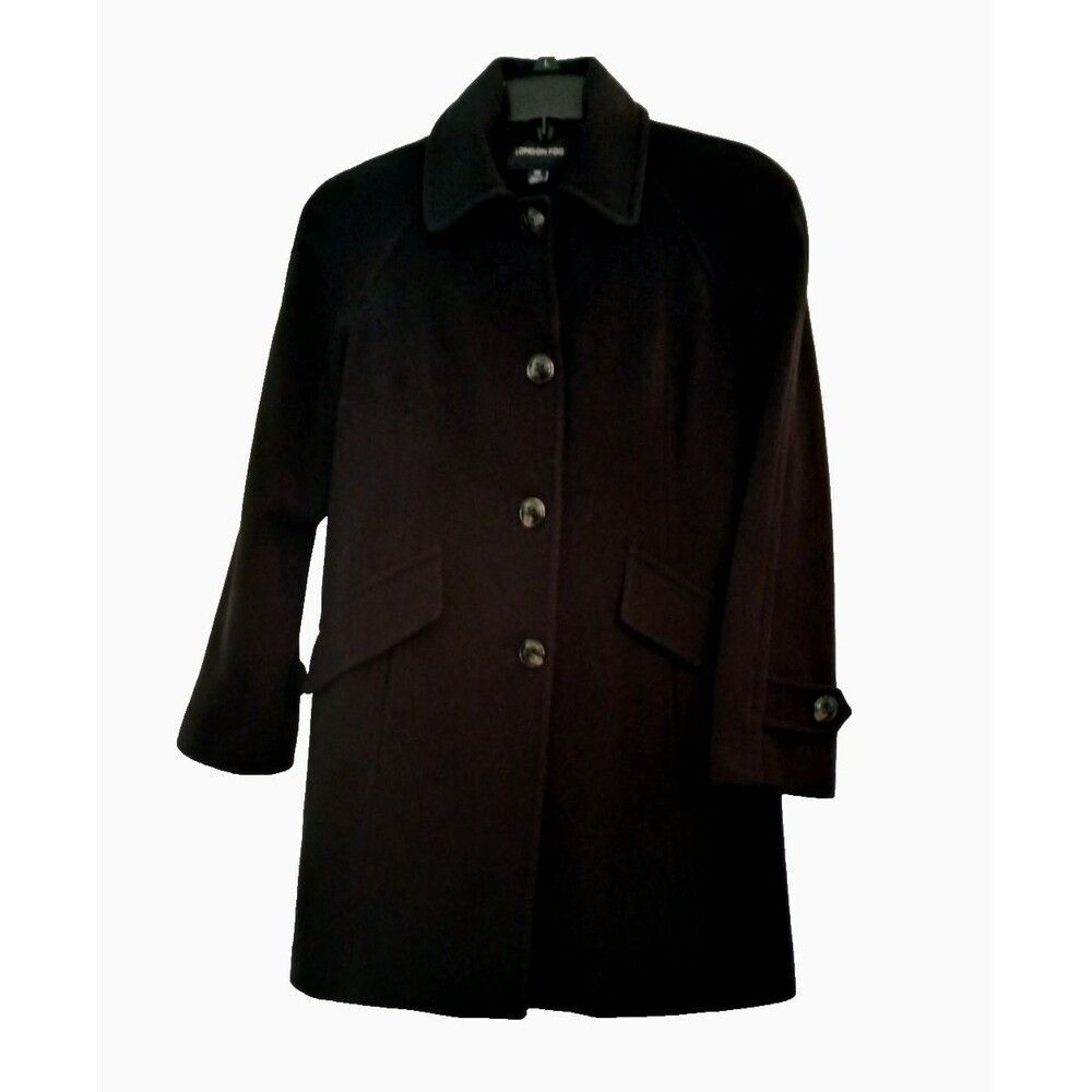 London Fog Women's Size SM Black Wool Coat Button Up Casual Business Career